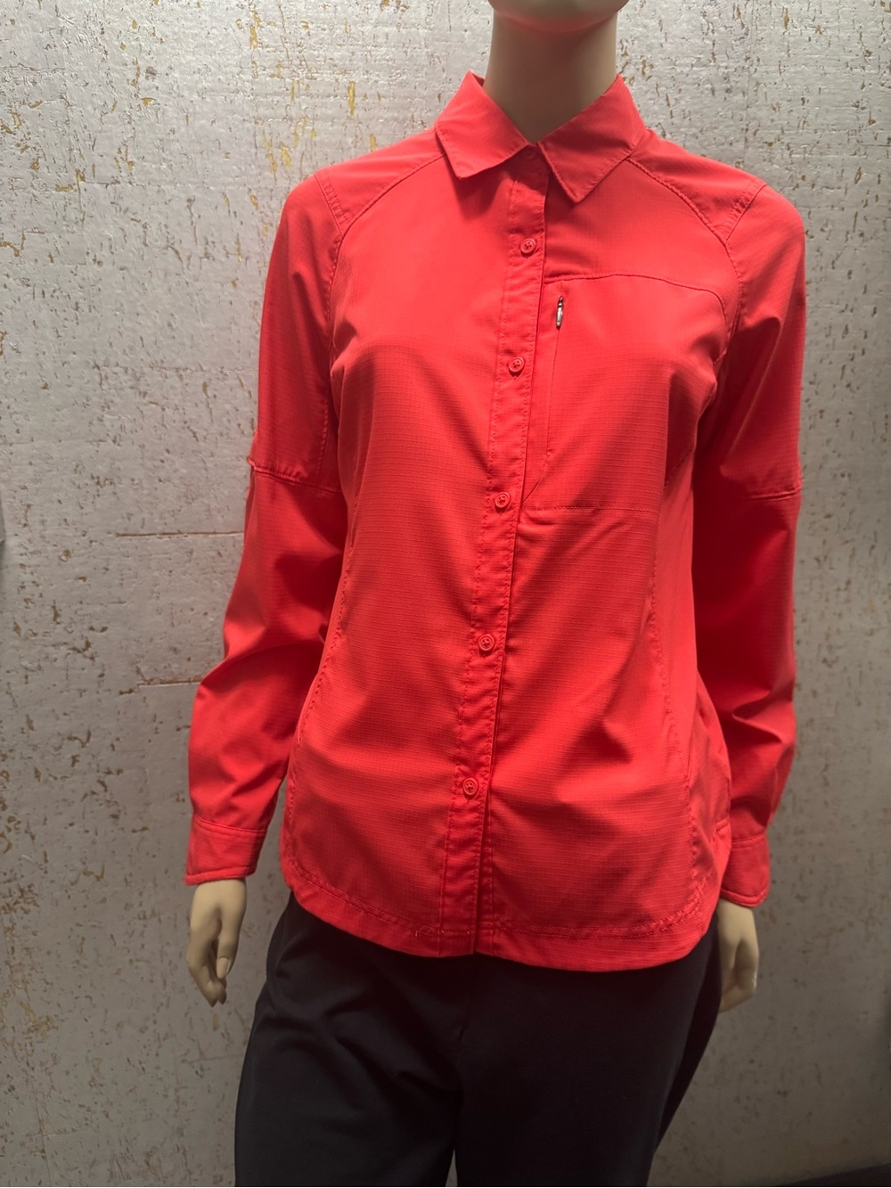 Columbia Omni-Shade Women’s Long-Sleeve Button Front Shirt - Bright Coral